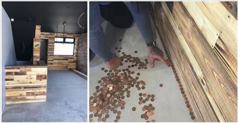 Barber Receives $1,165 Estimate For New Floor, So He Covers It In 70,000 Pennies Instead!