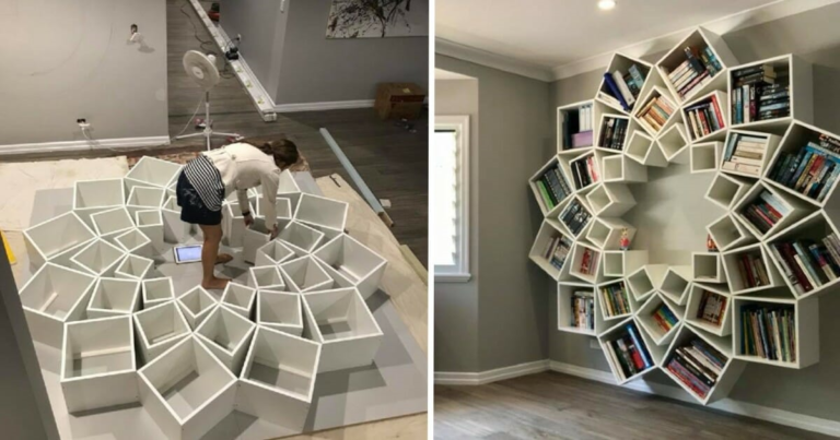 Crafty couple’s incredible bookshelf is straight out of an interior design magazine. The end result was a book lover’s dream!